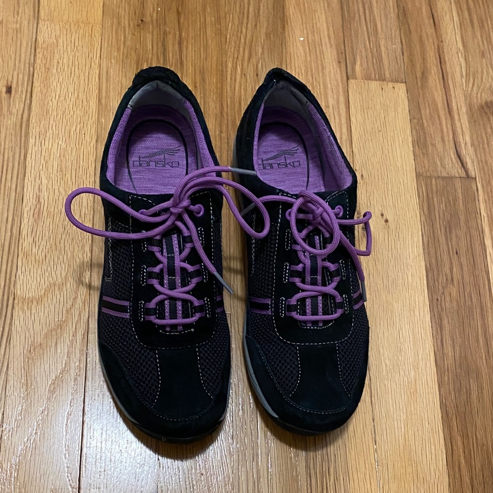 Dansko Women's Black Sneakers with Purple Accents - Size 41